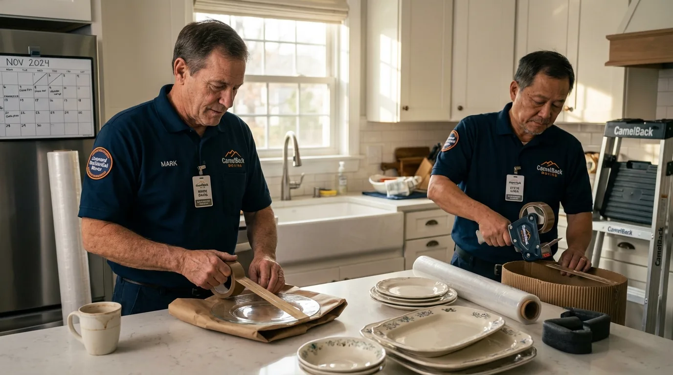 Professional crew packing kitchen dishware in Kings Mills, OH